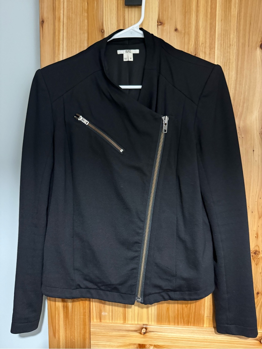 Helmut Lang Bomber Black Asymmetrical Zip Jacket